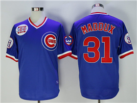 Chicago Cubs #31 Greg Maddux Throwback Blue Jersey