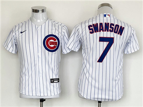 Chicago Cubs #7 Dansby Swanson Youth White Cool Base Jersey