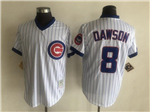 Chicago Cubs #8 Andre Dawson Throwback White Pinstripe Pullover Jersey