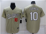 Los Angeles Dodgers #10 Justin Turner Gold Pinstripe Cool Base Jersey