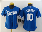 Los Angeles Dodgers #10 Justin Turner Women's Royal Blue Cool Base Jersey