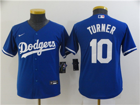 Los Angeles Dodgers #10 Justin Turner Youth Royal Blue Cool Base Jersey 