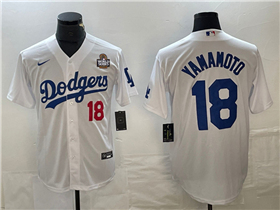 Los Angeles Dodgers #18 Yoshinobu Yamamoto White 2024 World Series Limited Jersey