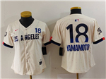 Los Angeles Dodgers #18 Yoshinobu Yamamoto Women's Cream 2024 City Connect Limited Jersey