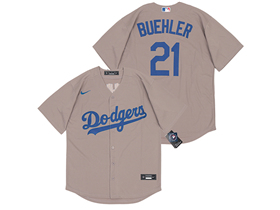 Los Angeles Dodgers #21 Walker Buehler Alternate Gray Cool Base Jersey