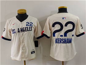 Los Angeles Dodgers #22 Clayton Kershaw Women's Cream 2024 City Connect Limited Jersey