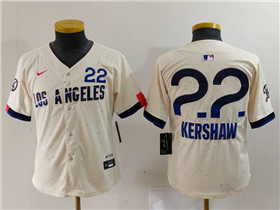Los Angeles Dodgers #22 Clayton Kershaw Youth  Cream 2024 City Connect Limited Jersey
