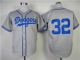 Brooklyn Dodgers #32 Sandy Koufax 1955 Throwback Gray Jersey