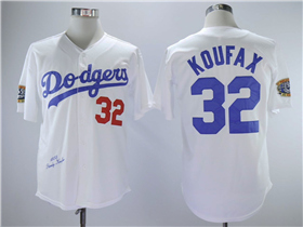 Brooklyn Dodgers #32 Sandy Koufax 1955 Throwback White Jersey