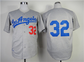 Los Angeles Dodgers #32 Sandy Koufax 1963 Throwback Gray Jersey