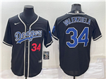 Los Angeles Dodgers #34 Fernando Valenzuela Black Fashion Cool Base Jersey