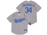 Los Angeles Dodgers #34 Fernando Valenzuela Alternate Gray Cool Base Jersey