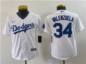 Los Angeles Dodgers #34 Fernando Valenzuela Youth White Cool Base Jersey