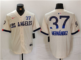 Los Angeles Dodgers #37 Teoscar Hernandez Cream 2024 City Connect Limited Jersey