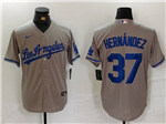 Los Angeles Dodgers #37 Teoscar Hernandez Gray Jersey