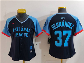 National League #37 Teoscar Hernandez Women's Navy 2024 MLB All-Star Game Limited Jersey