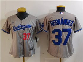 Los Angeles Dodgers #37 Teoscar Hernandez Women's Gray Limited Jersey