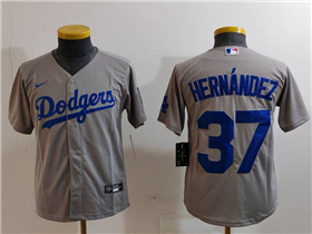 Los Angeles Dodgers #37 Teoscar Hernandez Youth Alternate Gray Jersey