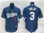 Los Angeles Dodgers #3 Chris Taylor Blue Pinstripe Cool Base Jersey