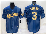 Los Angeles Dodgers #3 Chris Taylor Blue Pinstripe Cool Base Jersey
