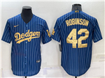 Los Angeles Dodgers #42 Jackie Robinson Blue Pinstripe Cool Base Jersey