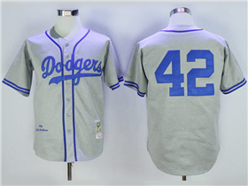Brooklyn Dodgers #42 Jackie Robinson 1955 Throwback Gray Jersey