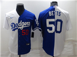 Los Angeles Dodgers #50 Mookie Betts Split Royal Blue/White Cool Base Jersey