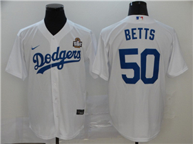 Los Angeles Dodgers #50 Mookie Betts White 2024 World Series Jersey