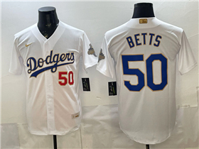 Los Angeles Dodgers #50 Mookie Betts White 2026 Gold Collection Jersey