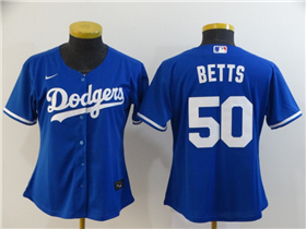 Los Angeles Dodgers #50 Mookie Betts Women's Royal Blue Cool Base Jersey