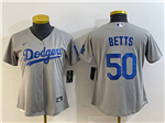 Los Angeles Dodgers #50 Mookie Betts Women's Alternate Gray Cool Base Jersey