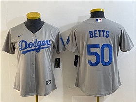 Los Angeles Dodgers #50 Mookie Betts Women's Alternate Gray Cool Base Jersey