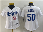 Los Angeles Dodgers #50 Mookie Betts Women's White Cool Base Jersey