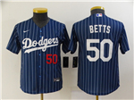 Los Angeles Dodgers #50 Mookie Betts Youth Blue Pinstripe Cool Base Jersey