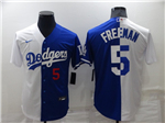 Los Angeles Dodgers #5 Freddie Freeman Split Royal Blue/White Cool Base Jersey