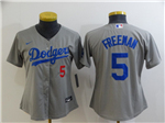 Los Angeles Dodgers #5 Freddie Freeman Women's Alternate Gray Limited Jersey