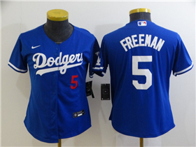 Los Angeles Dodgers #5 Freddie Freeman Women's Royal Blue Limited Jersey