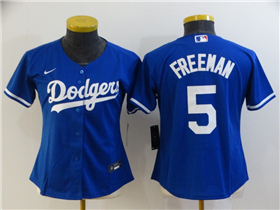 Los Angeles Dodgers #5 Freddie Freeman Women's Royal Blue Cool Base Jersey