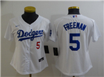Los Angeles Dodgers #5 Freddie Freeman Women's White Limited Jersey
