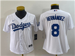 Los Angeles Dodgers #8 Enrique Hernández Women's White Cool Base Jersey