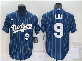 Los Angeles Dodgers #9 Gavin Lux Blue Pinstripe Cool Base Jersey
