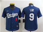 Los Angeles Dodgers #9 Gavin Lux Youth Blue Pinstripe Cool Base Jersey
