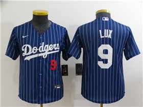 Los Angeles Dodgers #9 Gavin Lux Youth Blue Pinstripe Cool Base Jersey