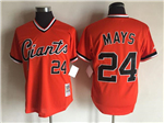 San Francisco Giants #24 Willie Mays Throwback Orange Pullover Jersey