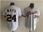 San Francisco Giants #24 Willie Mays Throwback White Pullover Jersey