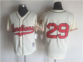 Cleveland Indians #29 Satchel Paige 1948 Throwback Cream Jersey