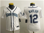 Seattle Mariners #12 Josh Naylor Youth White Limited Jersey