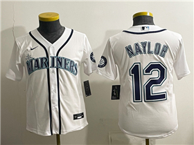 Seattle Mariners #12 Josh Naylor Youth White Limited Jersey
