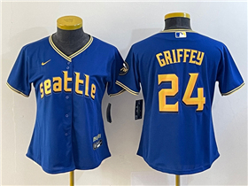 Seattle Mariners #24 Ken Griffey Women's Royal 2023 City Connect Jersey