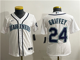 Seattle Mariners #24 Ken Griffey Youth White Limited Jersey
